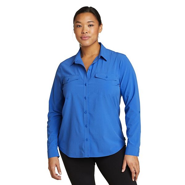 Women's Eddie Bauer Departure 2.0 Long Sleeve Shirt - Brilliant Blue (X LARGE)