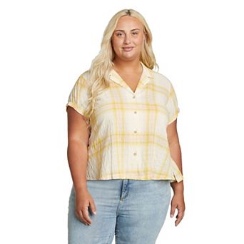 Plus Size Eddie Bauer Plaid Packable Camp Shirt
