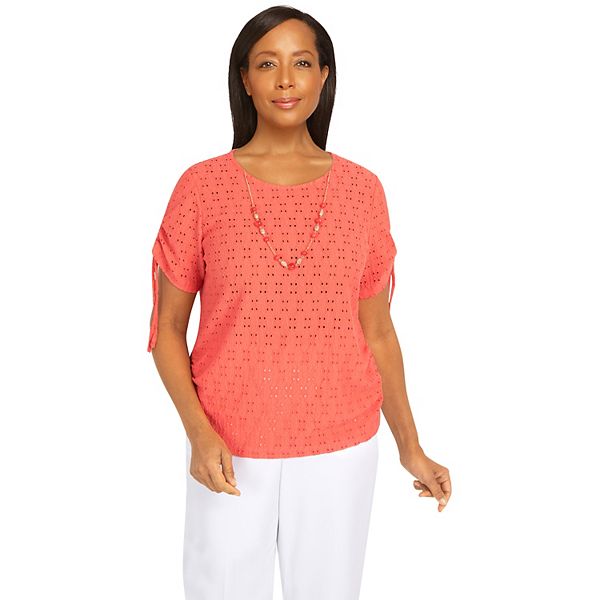 Petite Alfred Dunner Eyelet Top