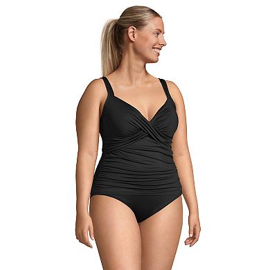 Plus Size Lands' End DD-Cup Chlorine Resistant V-Neck Underwire Tankini Swimsuit Top Adjustable Straps