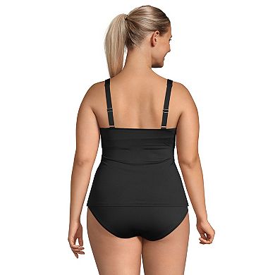 Plus Size Lands' End DD-Cup Chlorine Resistant V-Neck Underwire Tankini Swimsuit Top Adjustable Straps