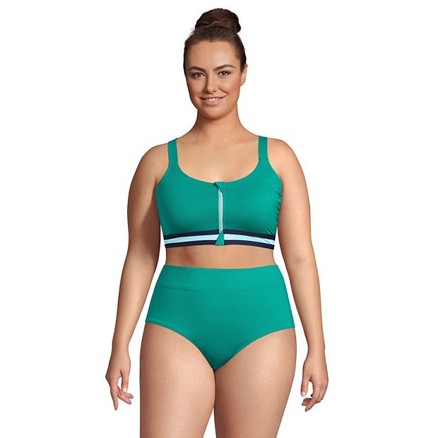 Plus Size Lands' End Chlorine Resistant Zip Front Bikini Swimsuit