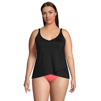 Plus Size Lands' End Chlorine Resistant V-Neck Tulip Hem Tankini Swimsuit Top