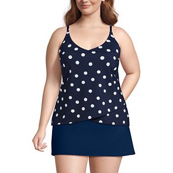 Plus Size Lands' End Chlorine Resistant V-Neck Tulip Hem Tankini Swimsuit Top