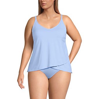 Plus Size Lands' End Chlorine Resistant V-Neck Tulip Hem Tankini Swimsuit Top