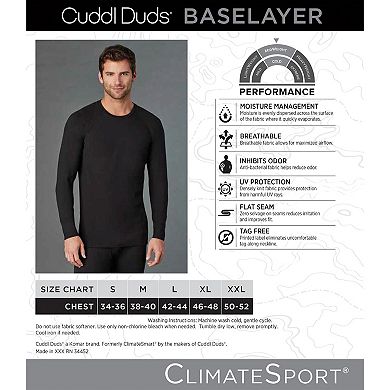 Men's Cuddl Duds® Midweight ClimateSport Performance Base Layer Crew Top