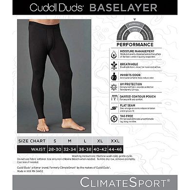 Men's Cuddl Duds Midweight ClimateSport Performance Base Layer Pants