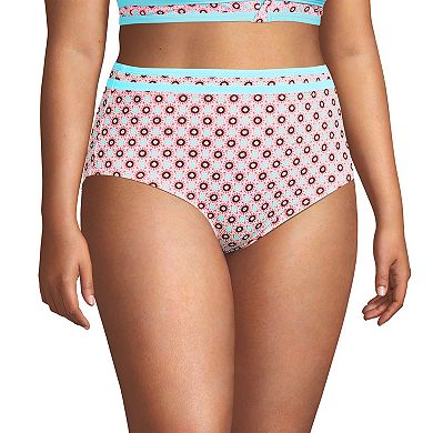 Plus Size Lands' End Chlorine Resistant Pocket High-Waisted Bikini Swim Bottoms