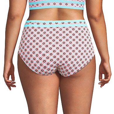 Plus Size Lands' End Chlorine Resistant Pocket High-Waisted Bikini Swim Bottoms