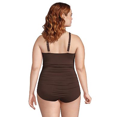 Plus Size Lands' End Chlorine Resistant High Neck One-Shoulder Multi-Way One-Piece Swimsuit