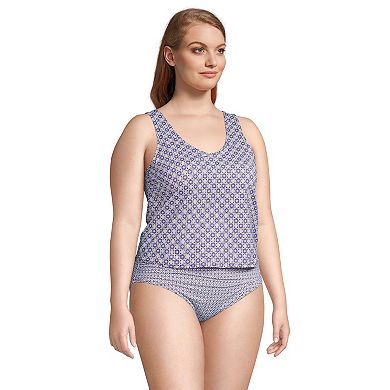 Plus Size Lands' End Chlorine Resistant V-Neck One-Piece Fauxkini Swimsuit