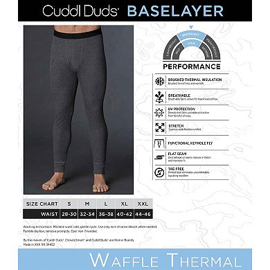 Men's Cuddl Duds Midweight Waffle Thermal Performance Base Layer Pants