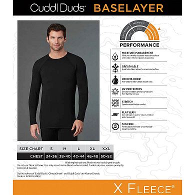 Men's Cuddl Duds Heavyweight X Fleece Performance Base Layer Crew Top