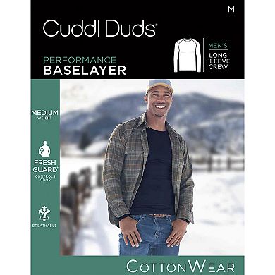 Men's Cuddl Duds Midweight Cottonwear Performance Base Layer Crew Top