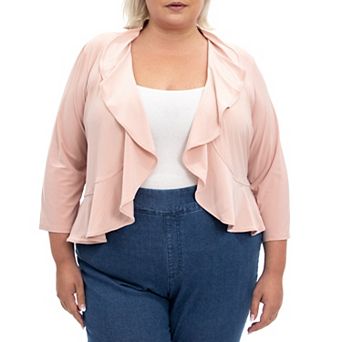 Plus Size Nina Leonard Matte Jersey Mesh Bolero