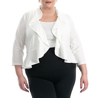 Plus Size Nina Leonard Matte Jersey Mesh Bolero