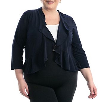 Plus Size Nina Leonard Matte Jersey Mesh Bolero