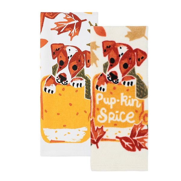 Celebrate Together™ Fall Pumpkin Waffle Kitchen Towel 2-pack