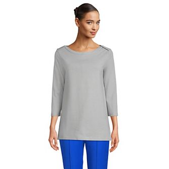 Women's Lands' End Heritage Jersey Boatneck Button-Back Tunic