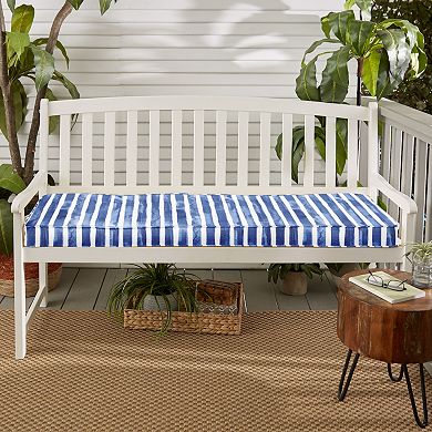 Sorra Home Nelson Commodore Blue Outdoor Indoor Corded Bench Cushion