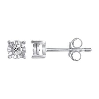 Yours and Mined 10k White Gold 1/10 Carat T.W. Diamond Stud Earrings