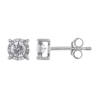 Yours and Mined 10k White Gold 1/2 Carat T.W. Diamond Miracle Plate Stud Earrings