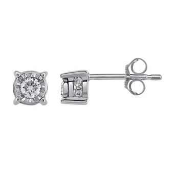 Yours and Mined 10k White Gold 1/3 Carat T.W. Diamond Miracle Plate Stud Earrings