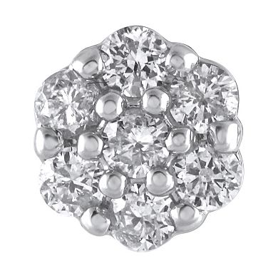 Yours and Mined 10k White Gold 1/5 Carat T.W. Diamond Cluster Stud Earrings