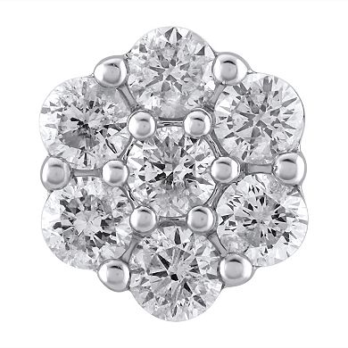 Yours and Mined 10k White Gold 1 Carat T.W. Diamond Cluster Stud Earrings