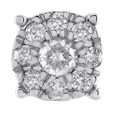 Yours and Mined 10k White Gold 1/4 Carat T.W. Diamond Cluster Stud Earrings