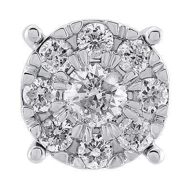 Yours and Mined 10k White Gold 1/2 Carat T.W. Diamond Cluster Stud Earrings