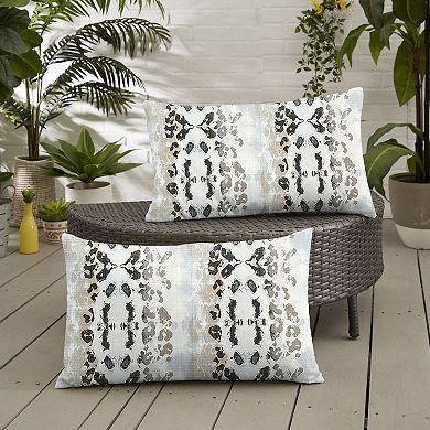 Sorra Home Mali Mineral Blue Outdoor Indoor 2-Pack Pillow Set