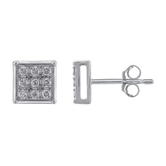 Yours and Mined 10k White Gold 1/4 Carat T.W. Diamond Stud Earrings