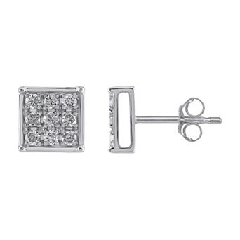 Yours and Mined 10k White Gold 1/3 Carat T.W. Diamond Stud Earrings