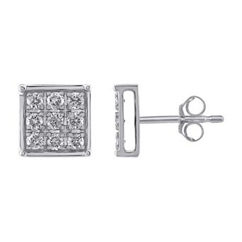 Yours and Mined 10k White Gold 1/3 Carat T.W. Diamond Stud Earrings