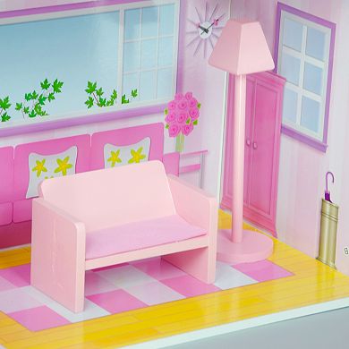 Teamson Kids Olivia's Little World 12-inch Pink Dreamland Tiffany Dollhouse with Matching Pink Accessories