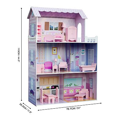 Teamson Kids Olivia's Little World 12-inch Pink Dreamland Tiffany Dollhouse with Matching Pink Accessories