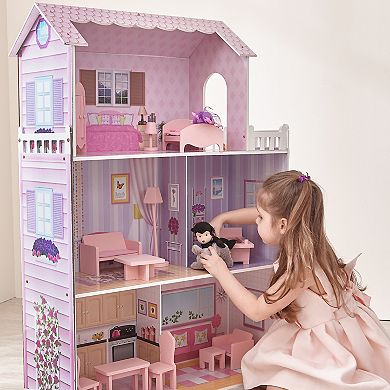 Teamson Kids Olivia's Little World 12-inch Pink Dreamland Tiffany Dollhouse with Matching Pink Accessories