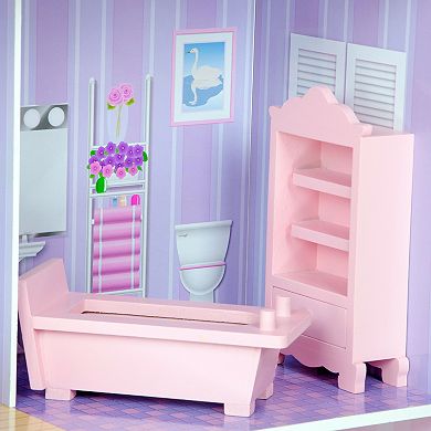 Teamson Kids Olivia's Little World 12-inch Pink Dreamland Tiffany Dollhouse with Matching Pink Accessories