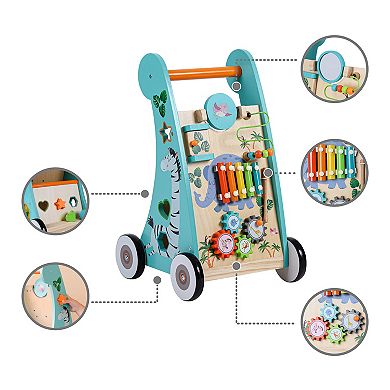 Teamson Kids Preschool Play Lab Safari Animal Wooden Baby Walker