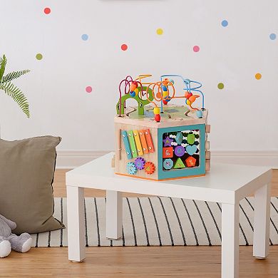 Teamson Kids Preschool Play Lab Large Wooden Activity Learning 7-Sided Cube