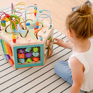 Teamson Kids Preschool Play Lab Large Wooden Activity Learning 7-Sided Cube