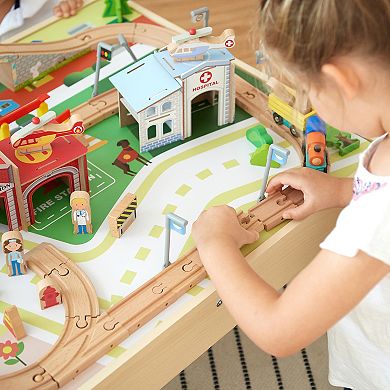 Teamson Kids Preschool Play Lab Toys Country 85-Piece Train & Table Set