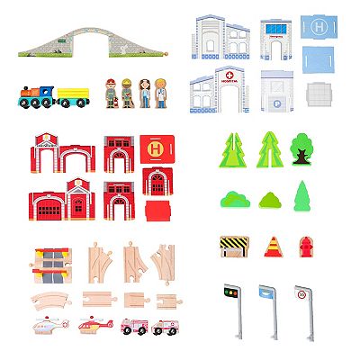Teamson Kids Preschool Play Lab Toys Country 85-Piece Train & Table Set