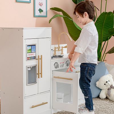 Teamson Kids Little Chef Chelsea Modern Play Kitchen White Gold