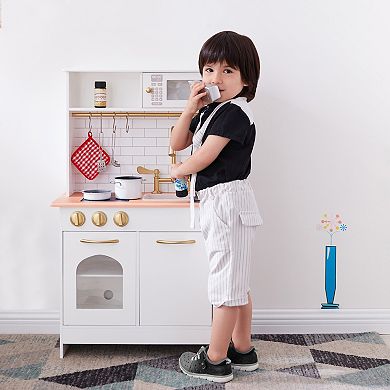 Teamson Kids Little Chef Boston Modern Play Kitchen - White & Wood