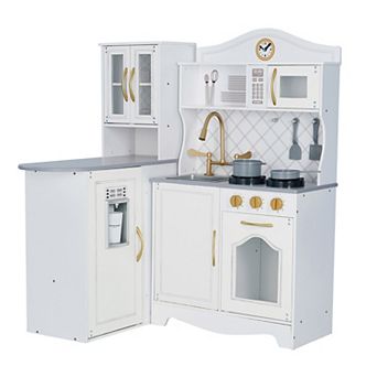Teamson Kids Little Chef Upper East Retro Play Kitchen - White & Gold