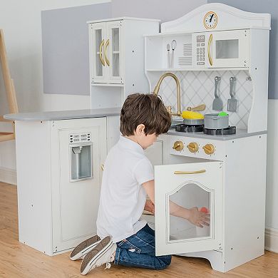 Teamson Kids Little Chef Upper East Retro Play Kitchen - White & Gold