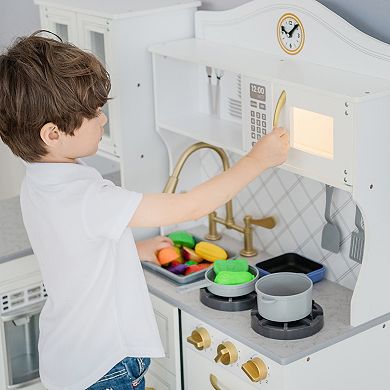 Teamson Kids Little Chef Upper East Retro Play Kitchen - White & Gold