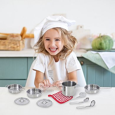 Teamson Kids Little Chef Frankfurt Stainless Steel 11-Piece Cooking Accessory Set